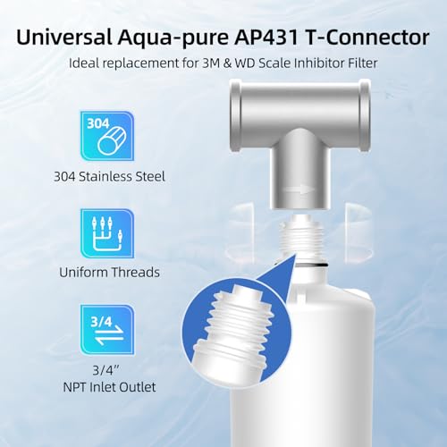 Whole House Scale Inhibitor, MIZUDO AP431 AP430SS Water Softener System Scale Inhibitor with Connector