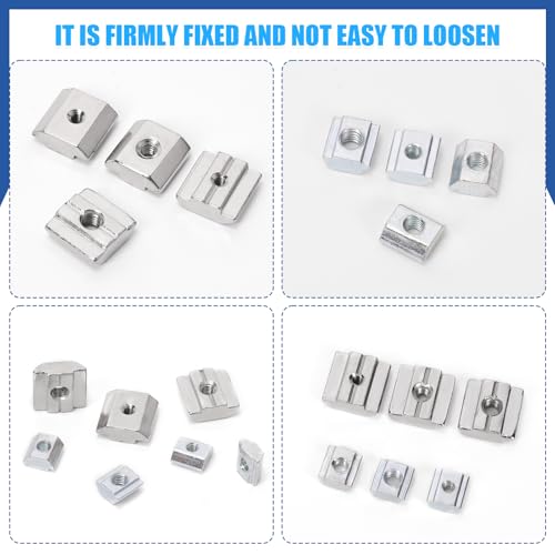 Glarks 75pcs M3/M4/M5 30 Series T-Slot Nut Kit, Carbon Steel T Slot Sliding Nuts, Metric Thread Slide in T-Nut, Hammer Head T Nut, European Standard Slide Nuts for 3030 Aluminum Profile