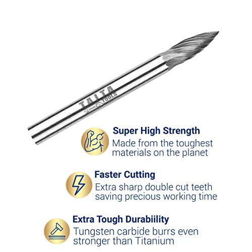 2x10pc Carbide Burr Gift Set, 3mm Shank, 20 Shapes Double Cut Tungsten Rotary Tool Cutting Bits - Accessories for Dremel, Fordom, Flex Shaft, Dewalt and Multitools - Ideal for Wood Carving Projects