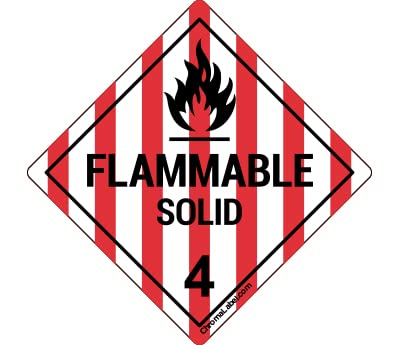 ChromaLabel 1 Inch Permanent Durable Square D.O.T. Hazard Labels, Class 4 Flammable Solid, 250/Roll 1" x 1"