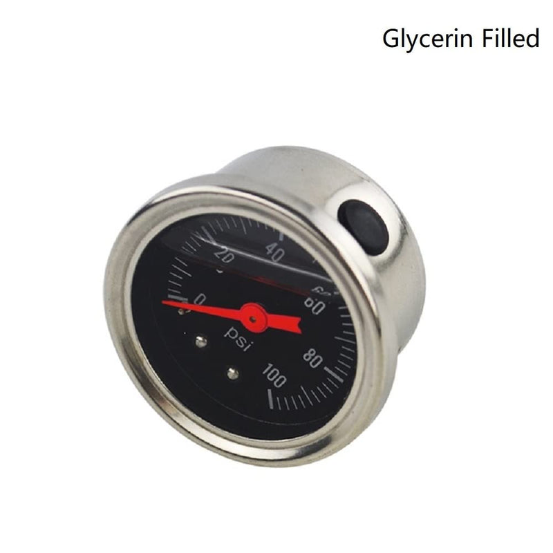 Universal Manual Inline Fuel Pressure Regulator Gauge Liquid Filled 0-100psi Oil Press Gauge 1/8" NPT