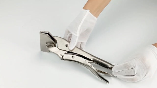 QWORK 10" Flat Jaw Locking Clamp – Heavy Sheet Metal Welding & Fabrication Tool for Workshop, Auto Body & Repair