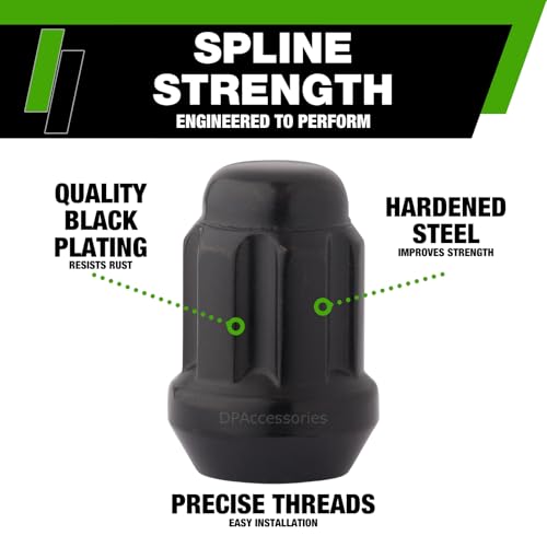 DPAccessories Lug Nuts Compatible with 2011-2023 Dodge Challenger | Black Spline Style | Aftermarket Aluminum Wheels Only | Set of 20 Wheel Nuts & 1 Tool | DDOCHL02A-BK/1 2011-2023 Aftermarket Wheels