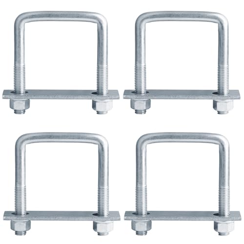 4 Pcs 3 Inch Wide Square U-Bolt, 1/2" x 3" W x 4-1/8" L 1/2" x 3-1/8"W x 4-1/8"L