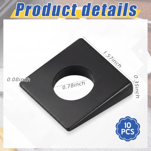 Blulu 10 Pcs 3/4" Square Beveled Washer 3/4" X 1-5/9" X 1-5/9" Black