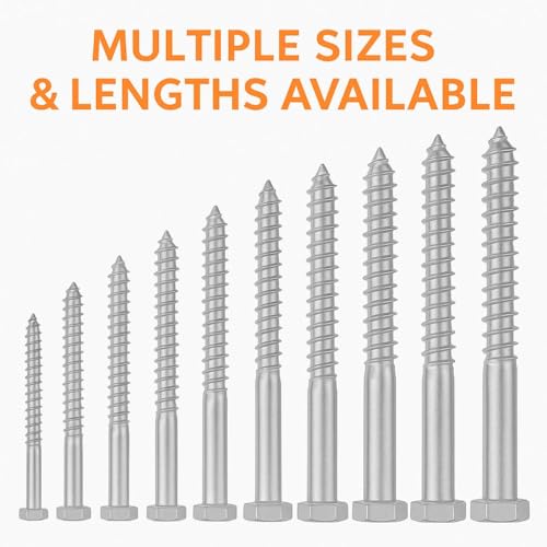 IMSCREWS 1/2" x 3-1/2" Hex Head Lag Screws, 304 Stainless Steel (18-8), Partially Threaded Extra-Long Wood Bolts for Deck Posts & Structural Framing, 10 PCS 1/2" x 3-1/2"