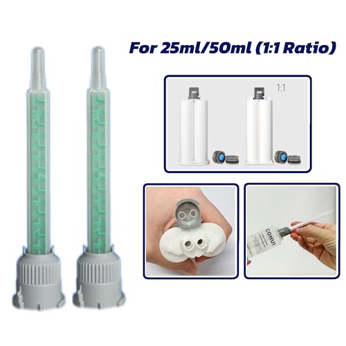 20 Pieces 4.4 Inch Epoxy Mixing Nozzle Tip for 1:1 Mixing Ratio 25ml/50ml Dual-Cartridge Epoxy Adhesive - 16 Elements Epoxy Resin Mixer Tube for Adhesives Dispenser Gun