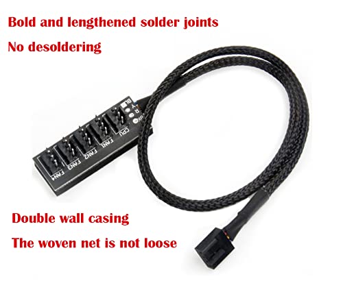 Fan hub, CTRICALVER 5 port 4-pin / 3-pin PWM fan splitter, suitable for computer PC fan cable (2 pieces) 5 port 4-pin PWM fan splitter*2 pieces