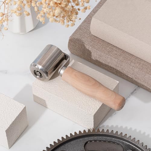 2-1/2" Steel Seam Roller for Rv Roof Repair, Heavy Duty Curved End Ball Bearing Sealant Steel Seam Roller with Wood Handle for Vinyl Flooring Sealing Edges