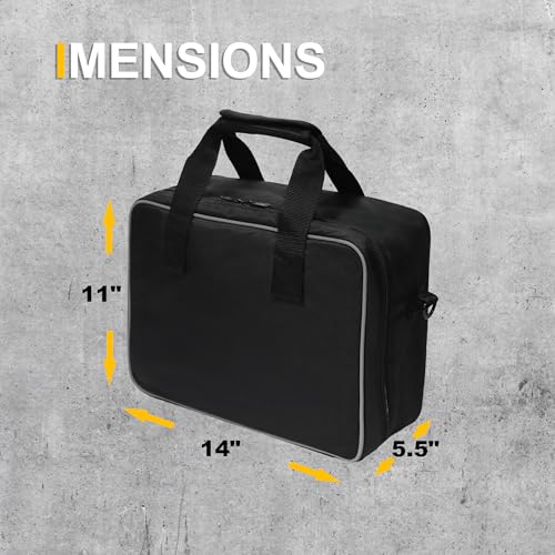 MDSTOP Heavy Duty Tool Bag with Reflective Strips， Electrician Tool Bag for Men, 1680D Wear-Resistant Tool Box Organizer, HVAC Service Bag, Father Day Dad Birthday Gift (Black) Black