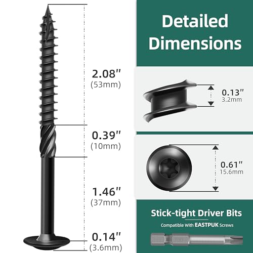 (8Sets) 3/8 Bolt, 3/8" x 4" Hex Head Lag Bolts & Lag Screws 4 Inch, #14 x 4 Wood Screws, 50-Pack Heavy Duty Self Drilling Structural Screw, Washer Head, Heavy Duty Lag Screws with Washers