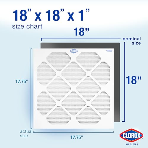 Clorox 18x18x1 Air Filter, MERV 11 Pleated HVAC AC Furnace Air Filters for Dust, Pollen and Pet Dander, MPR 1000 & FPR 7 – Pack of 4 MERV 11 Plus