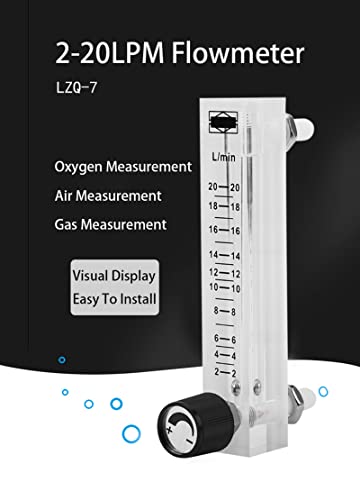 Oxygen Air Flow Meter | 2-20LPM Flow Meter with Control Valve LZQ-7 Air Flowmeter for Oxygen/Air/Gas Professional Gas Flow Meter Tester Flowmeter for Measuring Controlling Gas Flow