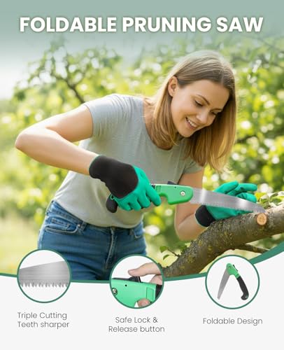 Gardening Tools - 10 Piece Heavy Duty Gardening Hand Tools Stainless Steel Garden Tools with Wooden Handle, Storage Garden Bag, Gardening Gifts for Women and Men