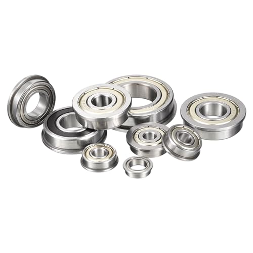 HiPicco F628ZZ Flanged Ball Bearing, ID 8mm x OD 24mm x Width 8mm Miniature Bearings, Double Metal Shielded Deep Groove Bearings, Pre-Lubricated (GCr15) Chrome Steel 10pcs F628ZZ 8mmx24mmx8mm