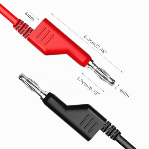 Stackable Banana to Banana Plug Test Lead 1m Red Black | Pack of 2, soft electric test cable wire, 3.3 ft, for multimeter, 1000 V 15 A 3,3ft/1m