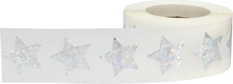 Silver Holographic Sparkle Star Shape Stickers Teacher Supplies 3/4 Inch 500 Adhesive Labels
