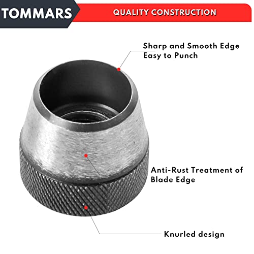 TOMMARS 14-Piece Hollow Punch Set, 5-35 mm (3/16 to 1-3/8 Inch)