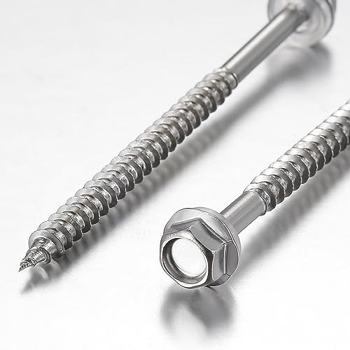 WenSilon (200Pcs)#10x1-1/4 Self-Tapping Screws for Wood 410 Stainless Steel Hexagon Head Quick Tapping #10x1-1/4"