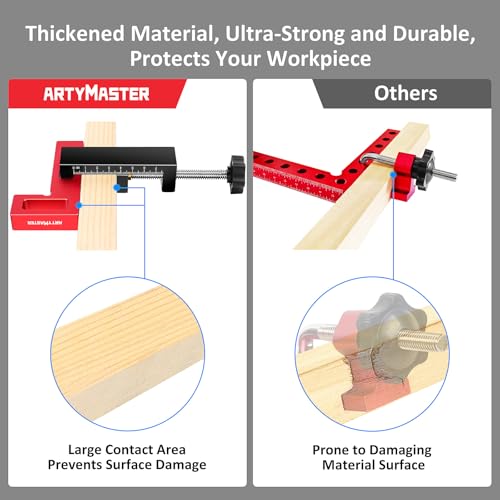 ArtyMaster Corner Clamps for Woodworking - Durable & Versatile 90 Degree Right Angle Clamps, 2 Pack 2" x 4" Aluminum Positioning Squares with 4 C-Clamps for Cabinets, Frames, and Drawers 2 Packs