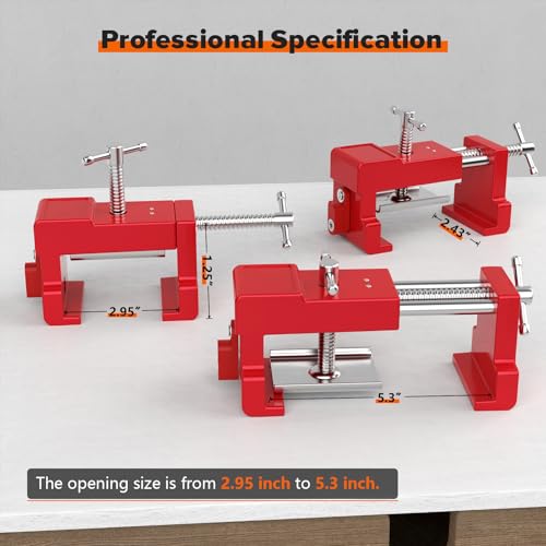 Cabinet Clamps, Cabinet Installation Cabinetry Clamps Face Frame Clamps Tools with Two Side Screws and Alignment Plate, 2 Pack, Up to 440 lbs Load Capacity, Red Red-2 Pack