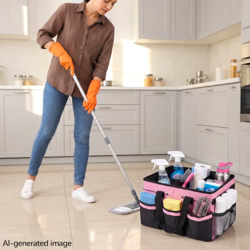Cleaning Caddy Bag with Handle, Cleaning Caddy Supplies Organizer