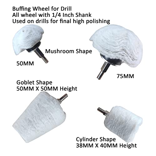 PURUI 13PCS Metal Buffing Polishing Wheel Kit for Drill,for Aluminum Brass Bronze Polish,Kit Includes:7PCS Mounted Buffing Polishing Wheels/4PCS Felt Bobs/2PCS Brown Tripoli & Blue Polishing Compound