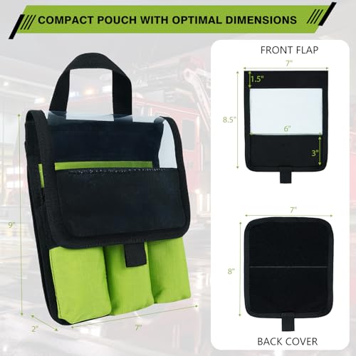MELOTOUGH Firefighter Bag Fireman SCBA Air Respirator Tool Storage Bag + 7-Pocket Firefighter Tool Pouch with Carry Handle and Flap, Fits in Bunker Gear Pocket, Firefighter Pants,Lime