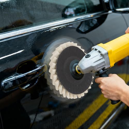 SINJEUN 15 PCS Felt Flap Disc, 4-1/2" x 7/8" Wool Polishing Wheel Disc, Angle Grinder Buffing Wheel, Metal Polishing, Off-White