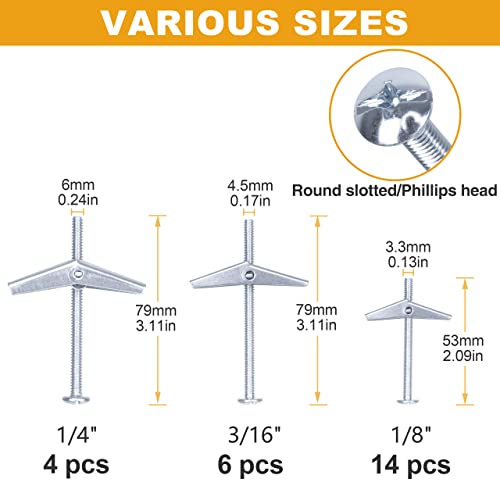 KURUI Toggle Bolts & Self Drilling Drywall Anchors