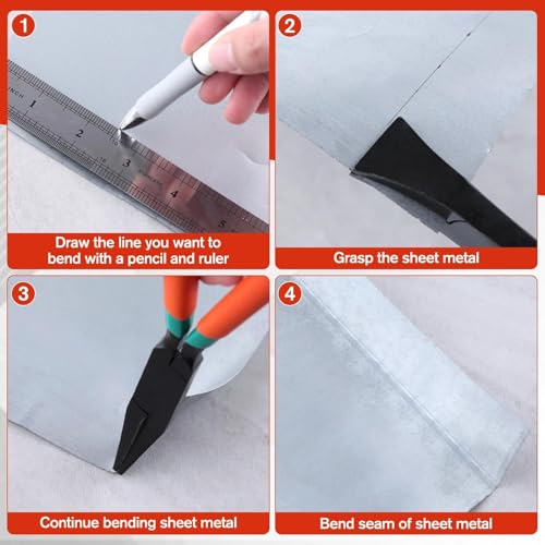 SPEEDWOX 3PCS 7-Inch Metal Hand Seamer Small Metal Sheet Straight Bender Plier Tools Flattening Form Edge Seamer Seaming Plier with Ergonomic Handle for Bending and Flattening Hand Tool