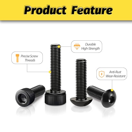 KADRICK 2240PCS M3 Screw Assortment,Hex Socket Button & Cap Head M3 Screws M3 2240Pcs 4-35mm