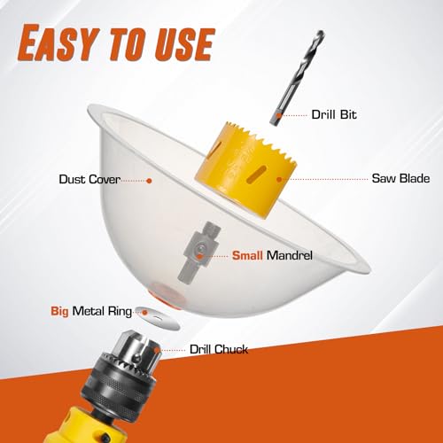 KATA 3 Pack Silicone Dust Bowl for Hole Saw, Hole Cutting Drywall and Ceiling Tile for Installing Recessed Lights, Hole Saw Accessories and Works with All Hole Saws, Extra 6pieces Metal Ring 3PACK