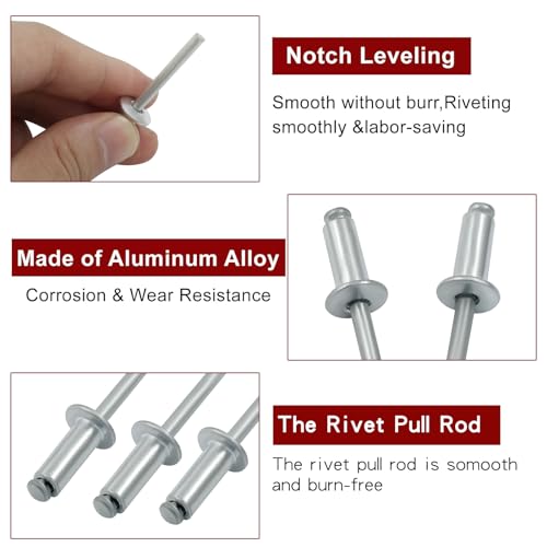 100 Pcs 1/4" x 3/4" Aluminum Blind Rivets Dome Head Pop Rivets for Installing Accessories, Silver (Pack of 2) 1/4" x 3/4", 100Pcs (Pack of 2)