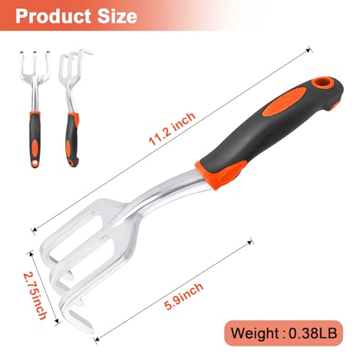 Small Garden Claw Tool Garden Handrake with Ergonomic Handle + Garden Tools 10 Pack Floral Pattern Garden Tool Set with Tote Bag