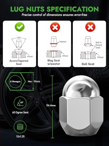 AUTOPTIM M12x1.25 OEM Lug Nuts - 20 Pcs Chrome for Subaru Factory Wheel for Subaru - 20 Pcs