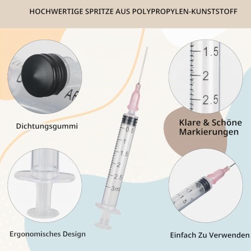 Pack of 10 Syringes 3 ml Plastic Syringe with Blunt Needle | Individually packed, versatile dosing syringes, scientific syringes with caps for laboratories, garden, pet care