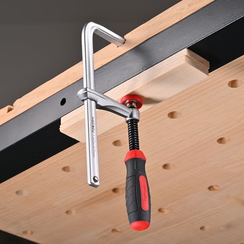 Heavy Duty F Clamps for Woodworking 2 Pack 630 Lbs Clamping Force, Table Saw Fence, Joiner Tool, Bench, Drill Press – Rubber Tips Scratch-Resistant, Ideal for DIY Projects & Saw Rail