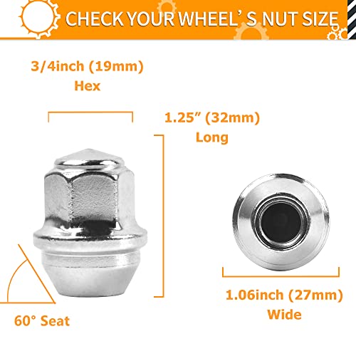 MIKKUPPA M12x1.5 One-Piece Chrome OEM Lug Nuts and Wheel Locking