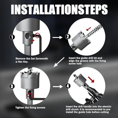 GSTK 20PCS Upgrade Heavy Duty Carbide Hole Saw Kit,with 5*Extra Titanium Plated Pilot Center Drill and 2* Spring，for Hard Metal, Stainless Steel, Iron 15pcs