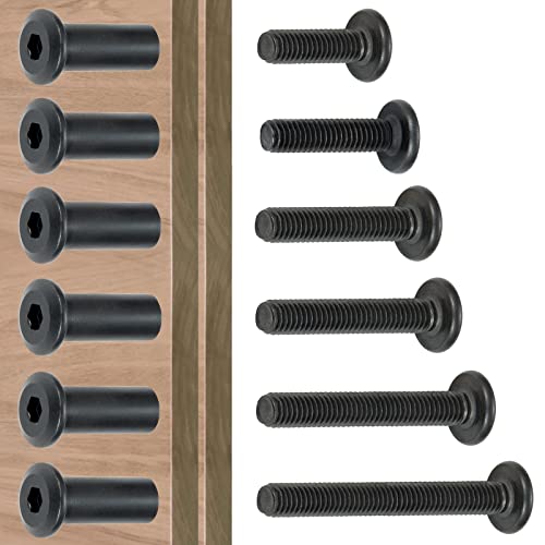 100 Sets Black M6 Furniture Connector Bolts 6 Size Binding Screws for Wood 100 Set M6x20/25/30/35/40/50mm-Black