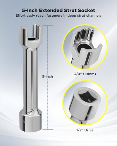 Strut Channel Nuts 3/8"-16 No Spring - 120 Pcs, 1/2″ Drive 3/4″ (19mm) Strut Channel Impact Socket