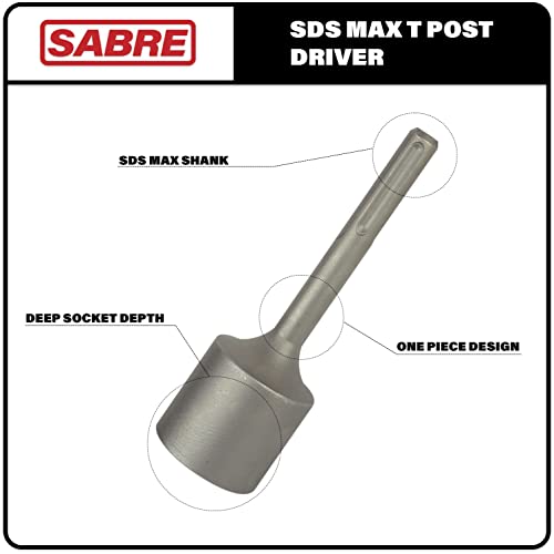 SDS Max Shank T Post Driver Attachment – Made for Driving T Posts with Rotary Hamer Drill, 2 Inch Diameter Head, SDS Max Post Driver, Fence Post Pounder and Metal Fence Post Driver