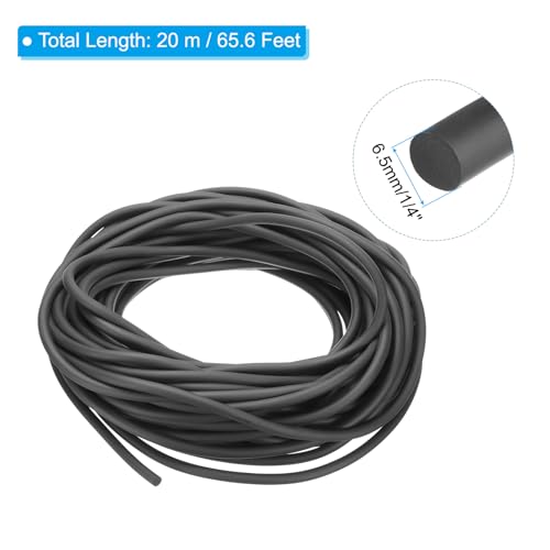 PATIKIL 1/4 Inch x 65.6 Feet Backer Rod, Hard Solid Nitrile Rubber Rope Caulk Crack Gaps Joint Filler Weather Stripping for Home Construction, Industrial Equipment Gasket DIY，Black