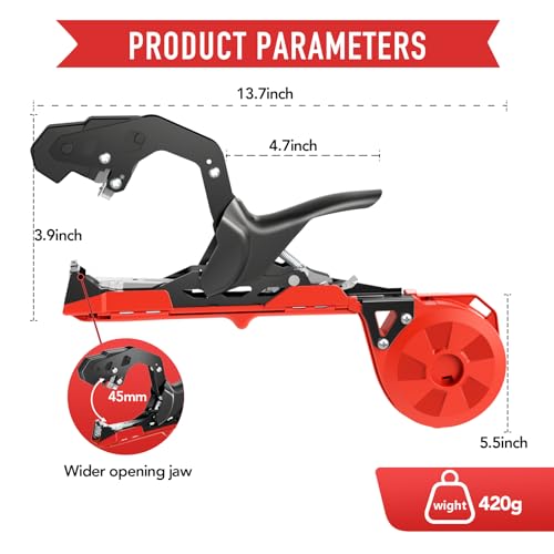 Grade Plant Tying Machine, Upgraded Tape Gun with 20 Tape Rolls & 10,000 Staples, Fast Vine Support Tool for Greenhouse/Vineyard/Farm, Lightweight Plant Tie Tapener Gun with Blades & Gloves (Red) Red