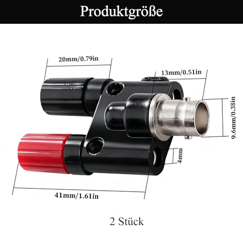 BNC Female to 2 x 4 mm Dual Banana Socket, RF Coaxial Splitter Double Connector Jack, BNC Male to Dual Banana Jack, Binding Post Coaxial Adapter for Oscilloscope Cable Pack of 2 BNC socket