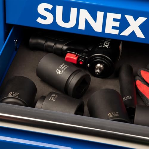 SUNEX TOOLS 533MD, 1 Inch Drive, 33mm Deep Impact Socket, Cr-Mo Steel, Radius Corner Design, Chamfered Opening, Dual Size Markings 1"Dr 33mm Deep Impact Socket, 1 PC