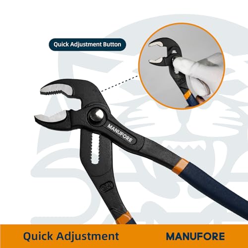 MANUFORE Water Pump Pliers, 7/10/12 Inch Tongue and Groove Pliers Set 7-10-12 in
