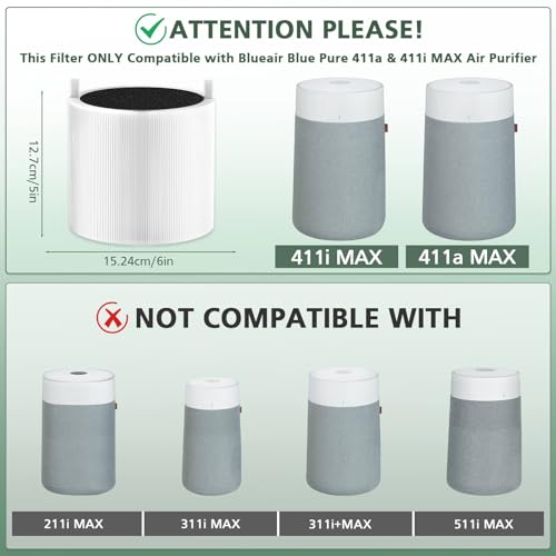 411i & 411a Max Replacement Filter for Blue Pure 411i&411a Max Air Purifier 2 Pack White
