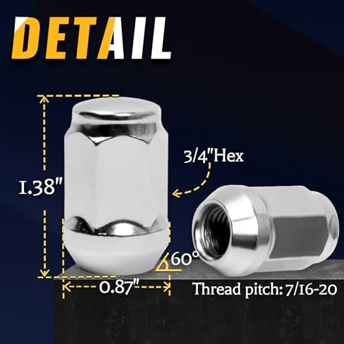 24PCS 7/16-20 Lug Nuts 3/4" Hex 1.38" for Chevy G~M~C Blazer K10 K5 V1500 24 PCS Close End